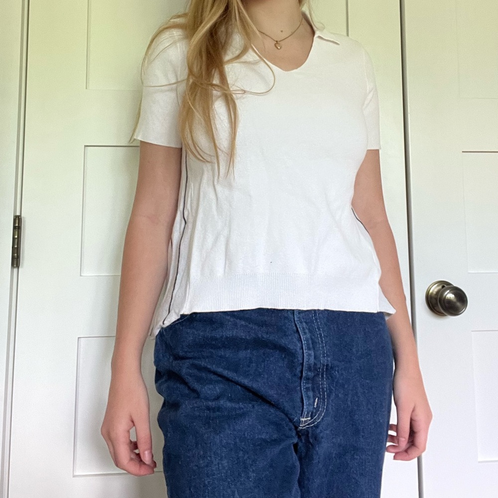 Anthropologie Knitted & Knotted Somerset Collared Knit Top